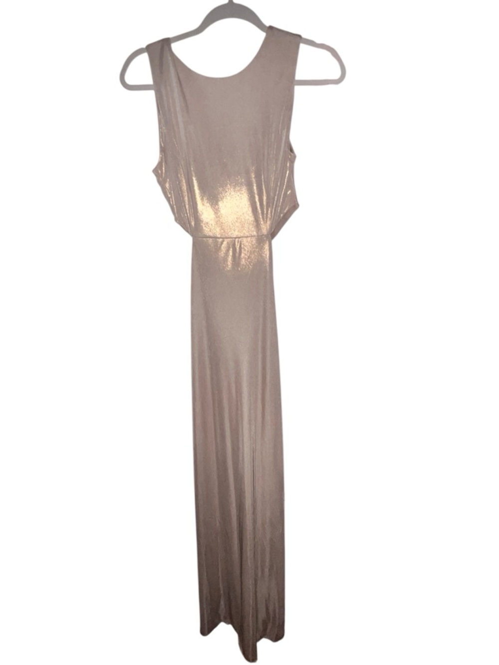 NWT Halston Heritage Metallic Champagne Cut-Out Gown - Size M